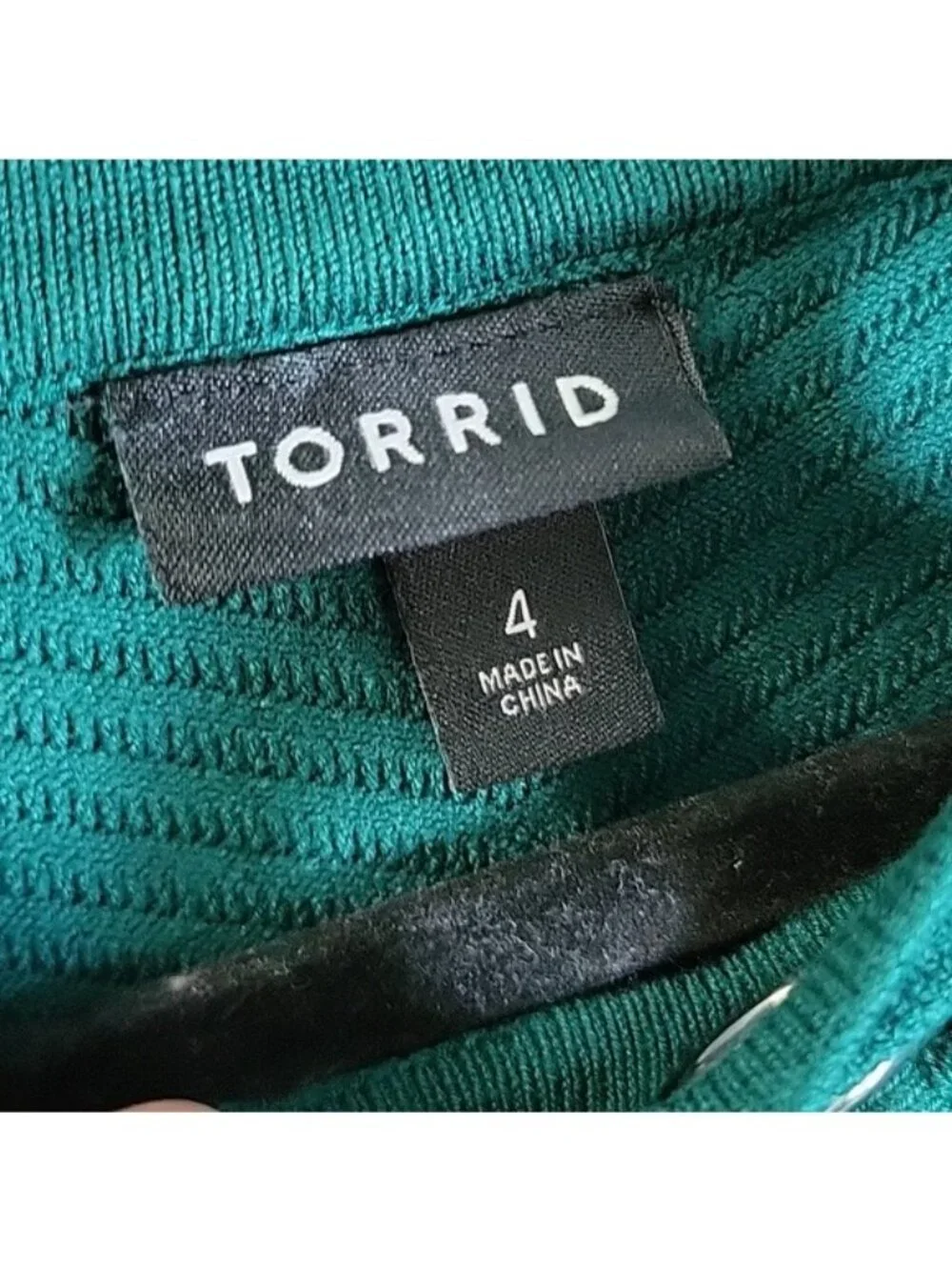 Torrid Dark Green Keyhole Grommet Neckline 3/4 Sleeve Knit Bodycon Dress Size 4